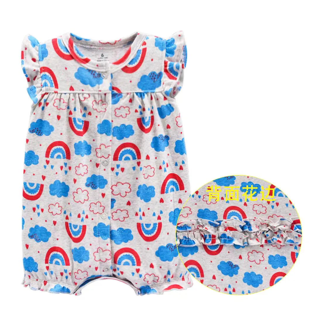 2024 Summer Baby Rompers Baby Girls Clothing 100% Cotton Newborn Baby Boy Clothes Infant Jumpsuits Short Sleeve Kids Clothes