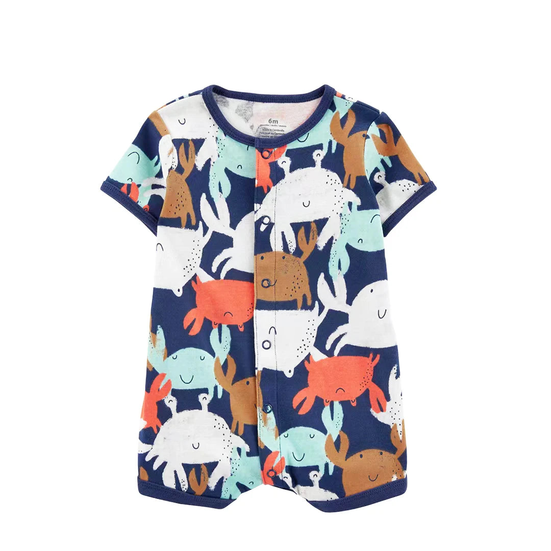 2024 Summer Baby Rompers Baby Girls Clothing 100% Cotton Newborn Baby Boy Clothes Infant Jumpsuits Short Sleeve Kids Clothes