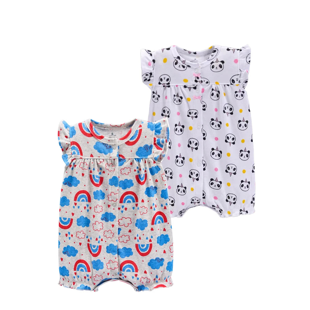 2024 Summer Baby Rompers Baby Girls Clothing 100% Cotton Newborn Baby Boy Clothes Infant Jumpsuits Short Sleeve Kids Clothes