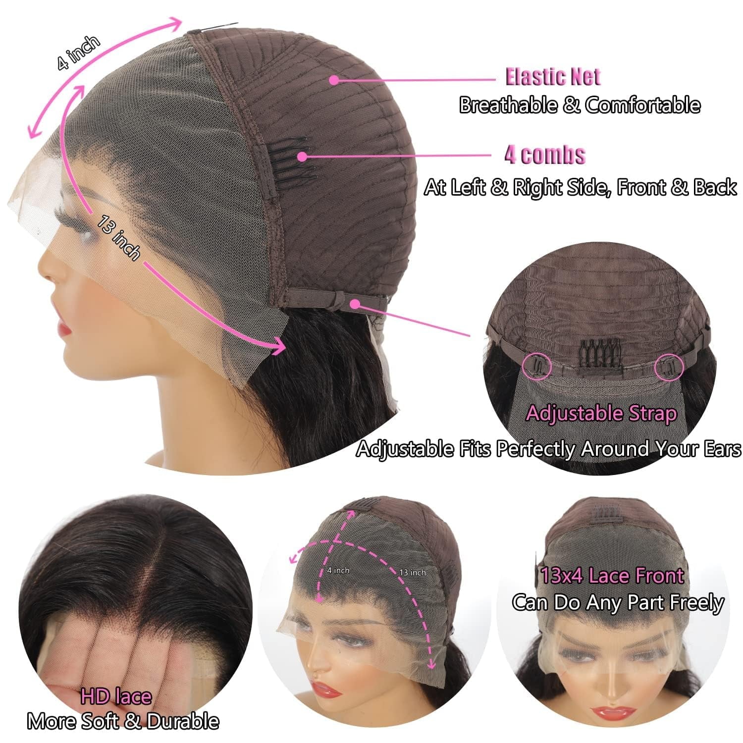 Beauhair Lace Front Wigs Human Hair 13X4 Body Wave Lace Frontal Hair Wig Cheap 250% Density Human Hair Front Lace for Black Women Natural Color 28Inch