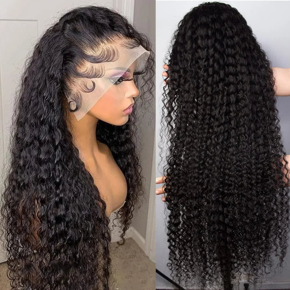 13X6 Lace Front Kinky Curly Wig 100% Human Hair Lace Front Wigs Transparent 13*6 Lace Frontal Human Hair Wigs for Women 180% Density 16Inches