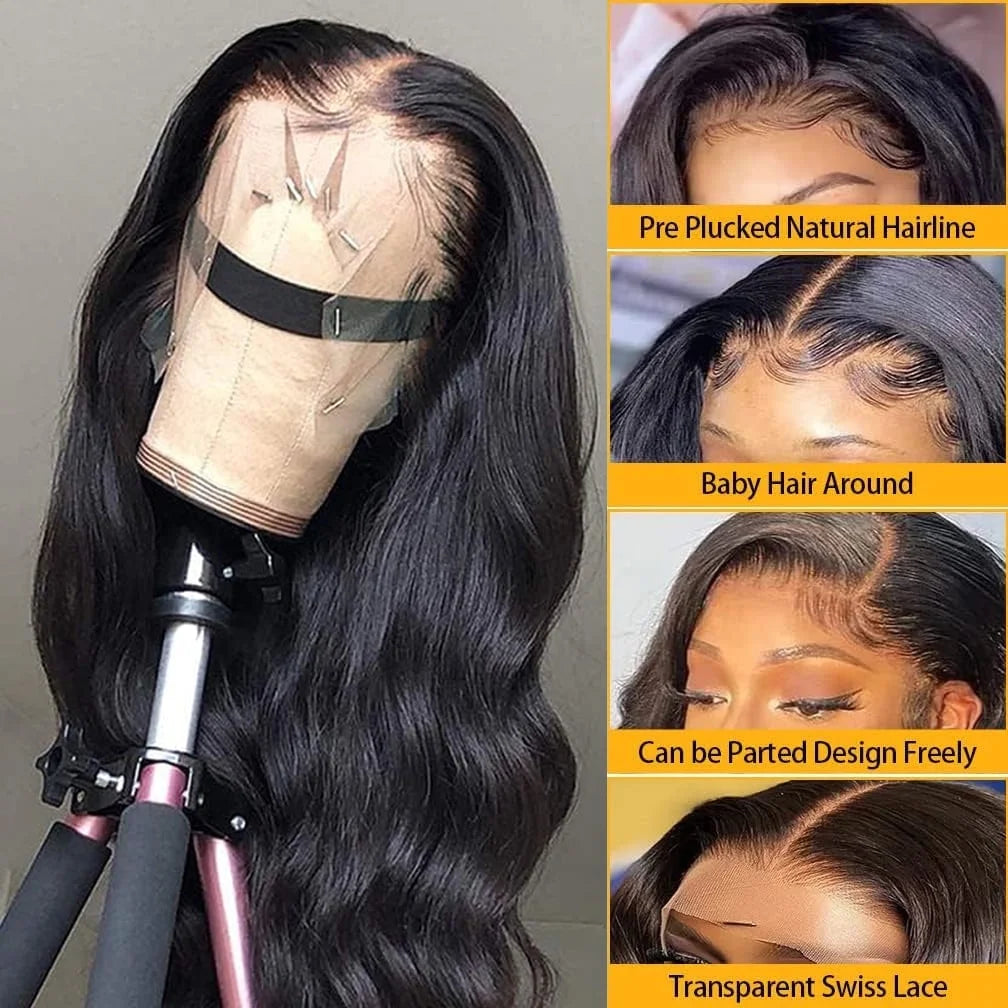 Beauhair Lace Front Wigs Human Hair 13X4 Body Wave Lace Frontal Hair Wig Cheap 250% Density Human Hair Front Lace for Black Women Natural Color 28Inch