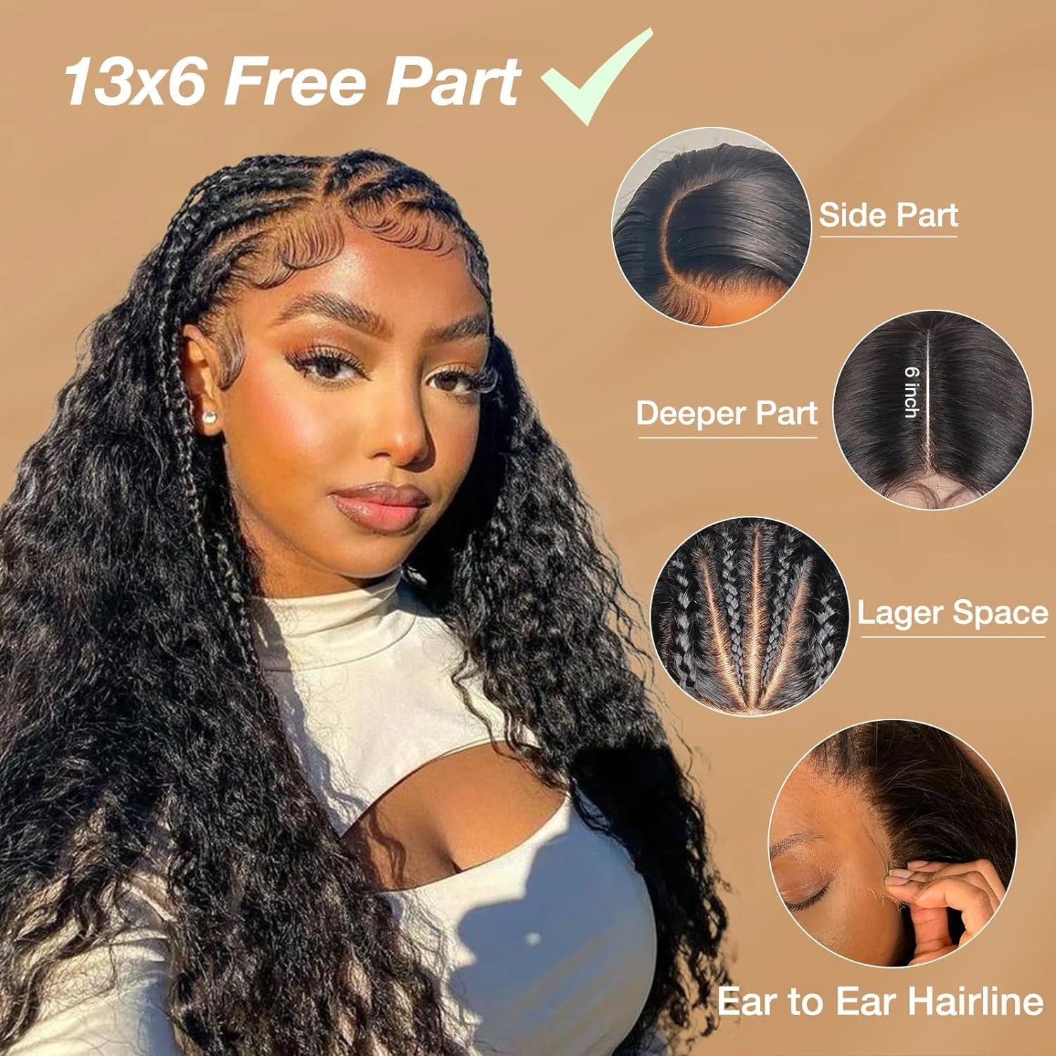 13X6 Lace Front Kinky Curly Wig 100% Human Hair Lace Front Wigs Transparent 13*6 Lace Frontal Human Hair Wigs for Women 180% Density 16Inches