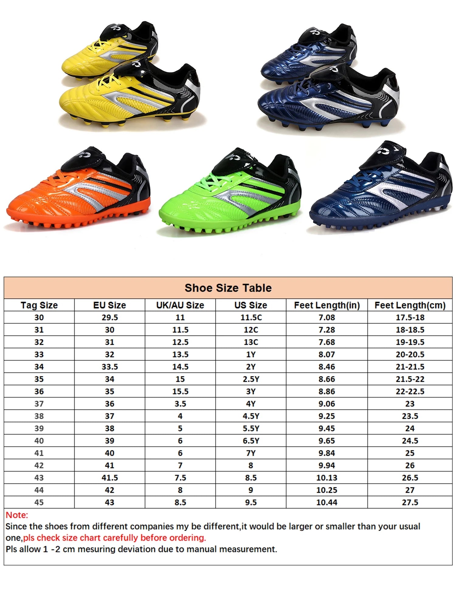 Boys Nonslip Lace up Sneakers School Breathable Football Shoes Gym Lightweight Flat Soccer Cleats Dark Blue Broken Nail 41