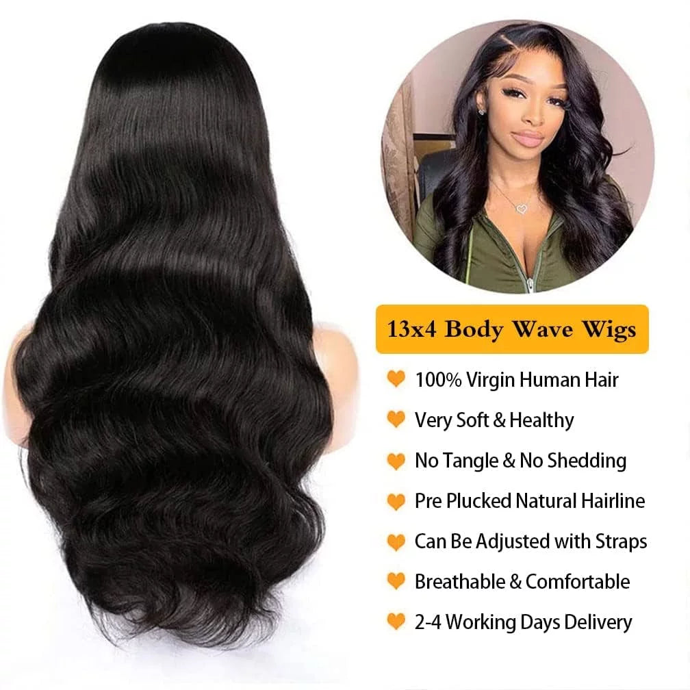 Beauhair Lace Front Wigs Human Hair 13X4 Body Wave Lace Frontal Hair Wig Cheap 250% Density Human Hair Front Lace for Black Women Natural Color 28Inch