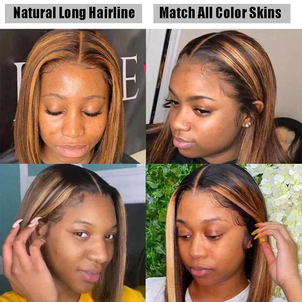 4X4 Bob Lace Front Wigs Human Hair Wigs for Black Women with Baby Hair Straight Bob Wigs Pre Plucked Brazilian Human Hair Wigs Lace Front 150% Density 10 In