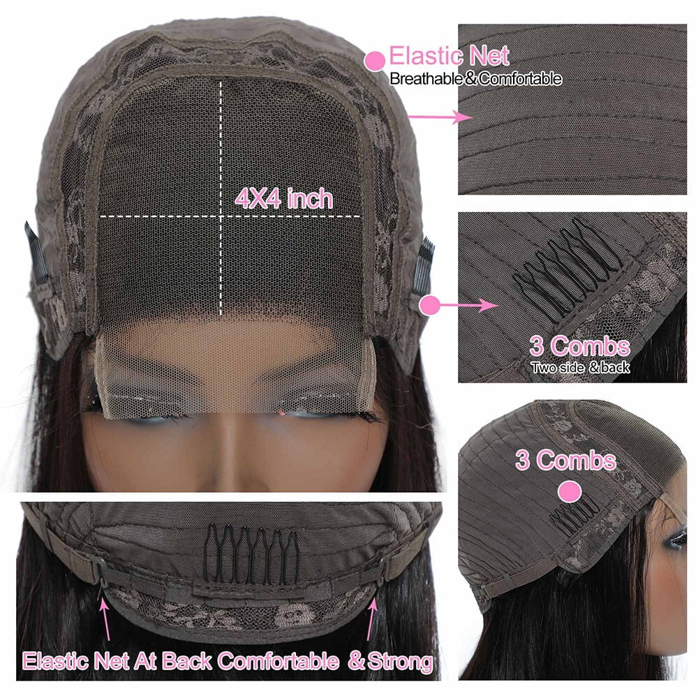 4X4 Bob Lace Front Wigs Human Hair Wigs for Black Women with Baby Hair Straight Bob Wigs Pre Plucked Brazilian Human Hair Wigs Lace Front 150% Density 10 In