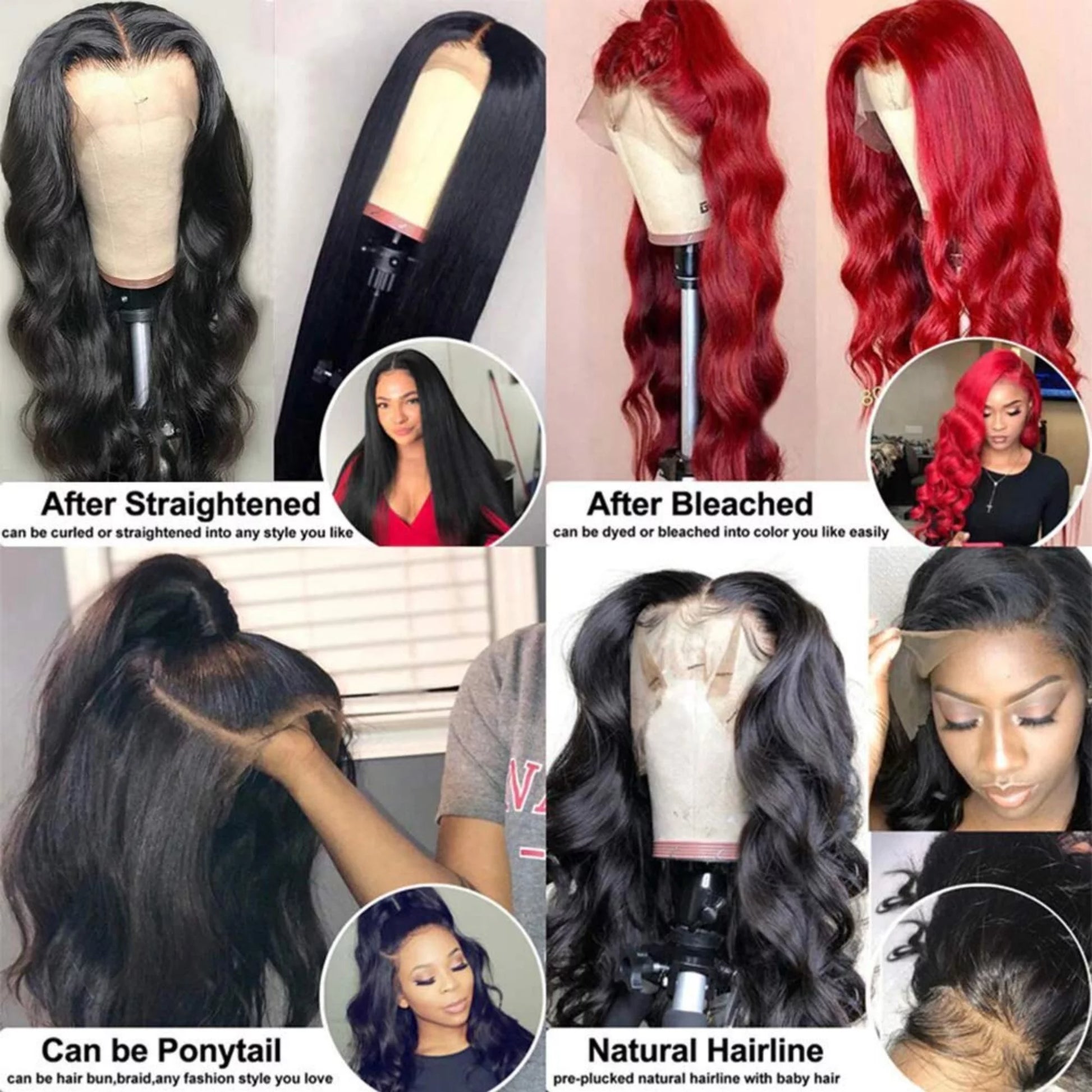 Beauhair Lace Front Wigs Human Hair 13X4 Body Wave Lace Frontal Hair Wig Cheap 250% Density Human Hair Front Lace for Black Women Natural Color 28Inch