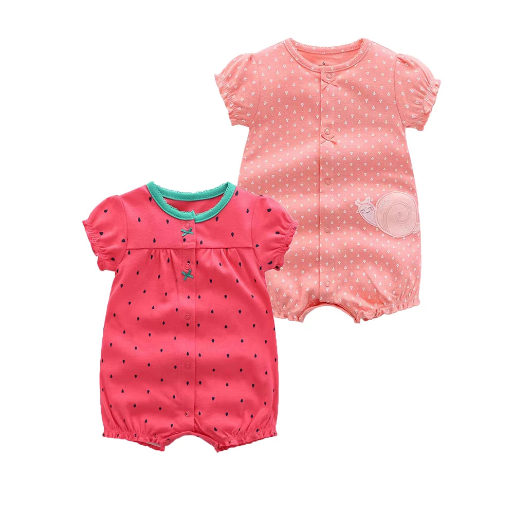 2024 Summer Baby Rompers Baby Girls Clothing 100% Cotton Newborn Baby Boy Clothes Infant Jumpsuits Short Sleeve Kids Clothes