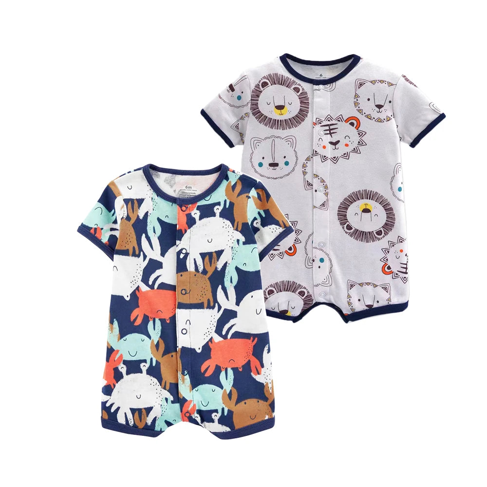 2024 Summer Baby Rompers Baby Girls Clothing 100% Cotton Newborn Baby Boy Clothes Infant Jumpsuits Short Sleeve Kids Clothes
