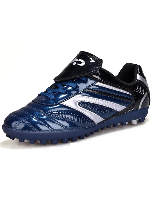 Boys Nonslip Lace up Sneakers School Breathable Football Shoes Gym Lightweight Flat Soccer Cleats Dark Blue Broken Nail 41