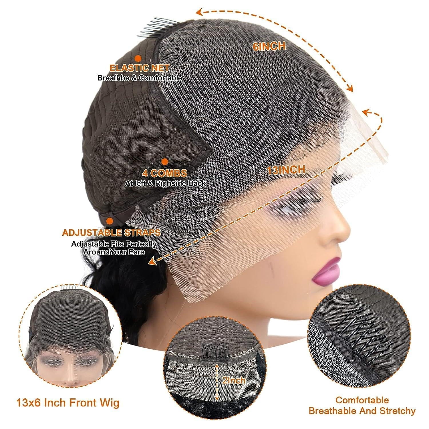 13X6 Lace Front Kinky Curly Wig 100% Human Hair Lace Front Wigs Transparent 13*6 Lace Frontal Human Hair Wigs for Women 180% Density 16Inches